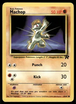 Pokemon Cards Machop 59/82 Unlimited WOTC Team Rocket Common NM - Image 1