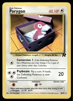 Pokemon Cards Porygon 48/82 Team Rocket WOTC Uncommon NM - Image 1