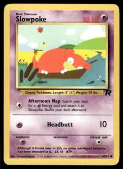 Pokemon Cards Slowpoke 67/82 Unlimited WOTC Team Rocket Common LP - Image 1