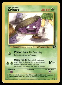 Pokemon Cards Grimer 57/82 Unlimited Team Rocket Common LP - Image 1