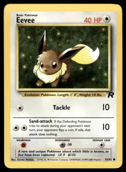 Pokemon Cards Eevee 55/82 Unlimited WOTC Team Rocket Common NM - Image 1
