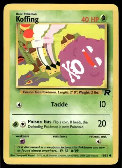 Pokemon Cards Koffing 58/82 Unlimited WOTC Team Rocket Common LP - Image 1