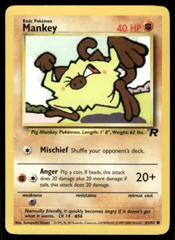 Pokemon Cards Mankey 61/82 Unlimited WOTC Team Rocket Common LP - Image 1