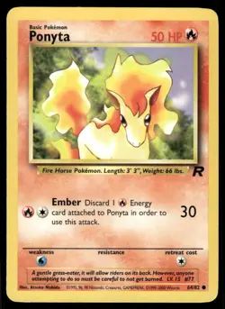 Pokemon Cards Ponyta 64/82 Unlimited WOTC Team Rocket Common LP - Image 1