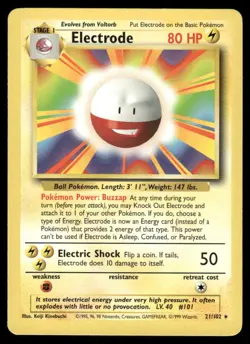 Pokemon Cards Electrode 21/102 Base Set Unlimited WOTC Rare LP - Image 1