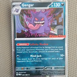 Pokemon Gengar Promo Card GameStop 130 HP 050/088 POR Stage 2 Ghost Pokemon EN - Image 1