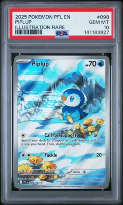 2025 POKEMON PFL EN-PHANTASMAL FLAMES ILLUSTRATION RARE #098 PIPLUP PSA 10 - Image 1