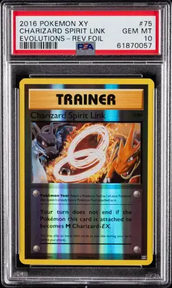2016 POKEMON XY EVOLUTIONS #75 CHARIZARD SPIRIT LINK-REVERSE FOIL PSA 10 - Image 1