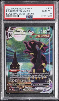 2021 POKEMON SWORD & SHIELD EVOLVING SKIES SECRET FULL ART/UMBREON VMAX PSA 10 - Image 1