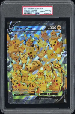 PSA 10 - 2021 POKEMON SWSH BLACK STAR PROMO PIKACHU V-UNION JUMBO - Image 1