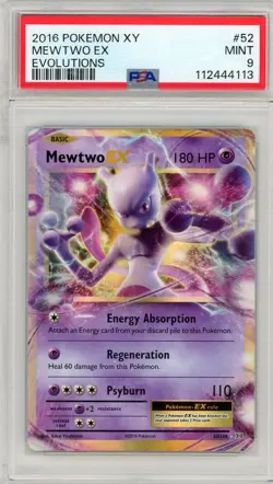 2016 Pokemon XY Evolutions Mewtwo EX 52/108 PSA 9 MINT - Image 1