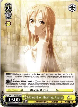 Moment of Healing, Asuna E013 U Sword Art Online SAO Weiss Schwarz x3 - Image 1