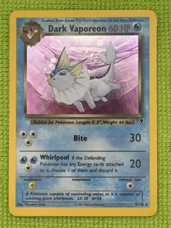 #2 Dark Vaporeon 9/110 Legendary Collection 2002 Holo Nintendo Pokemon Card TCG - Image 1