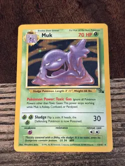 Pokemon TCG Muk 13/62 Fossil Unlimited Holo Rare Card 1999 - Image 1