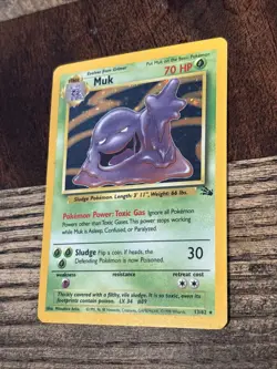 Pokemon TCG Muk 13/62 Fossil Unlimited Holo Rare Card 1999 - Image 2