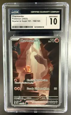 Pokemon TCG Charmander 168/165 Scarlet & Violet 151 Illustration Rare CGC 10 - Image 1