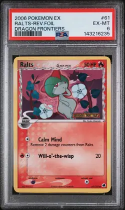 PSA 6 EX-MT Pokemon 2006 Ex Dragon Frontiers Ralts Reverse Rev Foil Holo #61 - Image 1
