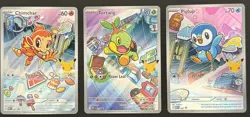 Pokemon First Partner Illustration Rare Turtwig Chimchar Piplup 30th Anniversary - Image 1