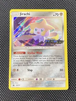 Pokemon Jirachi SM161 Sun & Moon Holo Team Up Stamped Black Star Promo LP/NM - Image 1