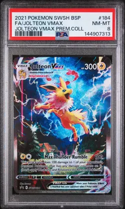 2021 POKEMON SWSH BLACK STAR PROMO #184 FULL ART/JOLTEON VMAX PSA 8 - Image 1