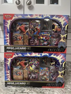 Set of 2 - Pokemon TCG Mega Lucario ex Figure Collection Box Factory Sealed - Image 1
