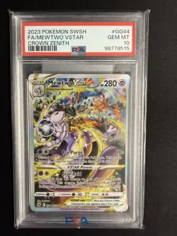2023 Pokemon SWSH Crown Zenith #GG44 Mewtwo VStar PSA 10 GEM MINT - Image 1