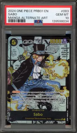One Piece CCG Sabo PRB01 Manga Alternate Art OP04-083 PSA 10 Gem Mint - Image 1
