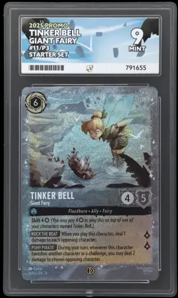 Disney Lorcana Tinker Bell Giant Fairy Promo Glimmer Foil Ace 9 - Image 3