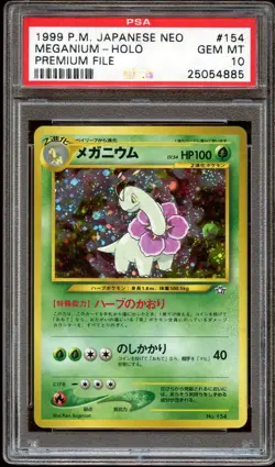 PSA 10 GEM MINT Meganium 154 HOLO PROMO Neo Genesis Japanese Pokemon Card 885 - Image 1