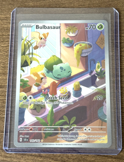 Pokemon TCG Bulbasaur Holo Card 143/142 Stellar Crown Illustration Rare Full Art - Image 1
