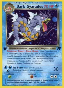 DARK GYARADOS Pokemon Card - WOTC - 1st Edition - Team Rocket - 8/82 HOLO NM (A) - Image 1
