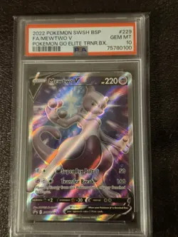 2022 Pokemon Go ETB Full Art MEWTWO V Black Star Promo #SWSH229 PSA 10 GEM MINT - Image 1