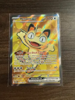 Pokemon Meowth EX Full Art Foil Rare Basic Card POR 107/088 170 HP English - Image 1