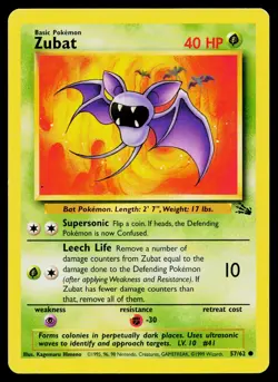 Zubat 57/62 Common Fossil Pokemon Moderately Played - Image 1