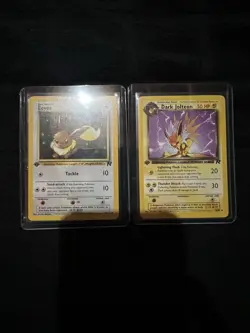 Eevee & Dark Jolteon Team Rocket Pokemon TCG 2 Cards English Wizards 2000 1st ED - Image 1