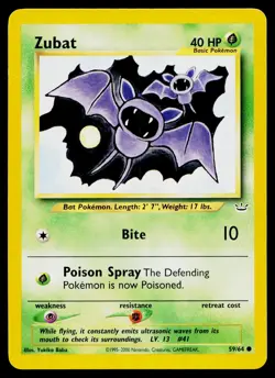 Zubat 59/64 Common Neo Revelation Pokemon Heavily Played - Image 1