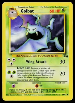 Golbat 34/62 Uncommon Fossil Pokemon Moderately Played - Image 1