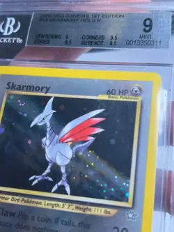 2000 POKEMON NEO GENESIS 1ST ED #13/111 SKARMORY BGS 9 HOLO RARE w/ SWIRL - Image 3
