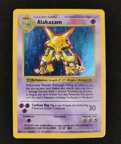 Alakazam 1/102 SHADOWLESS Holo Rare Base Set Pokemon - Image 1