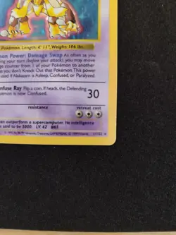 Alakazam 1/102 SHADOWLESS Holo Rare Base Set Pokemon - Image 3