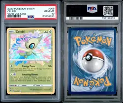 2020 POKEMON SWORD & SHIELD VIVID VOLTAGE #009 CELEBI PSA 10 RARE COSMO RARE!💎 - Image 2
