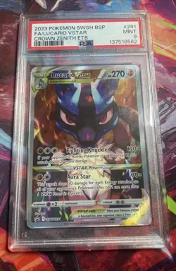 Pokemon TCG Lucario VSTAR SWSH291 Sword & Shield Promo Full Art Holo PSA 9 - Image 1
