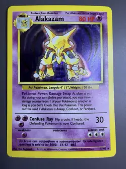 Pokemon TCG Alakazam Base Set Holo Card 1/102 Unlimited Rare - Image 1