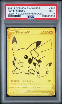 Pikachu V SWSH145 PSA 9 Celebrations Ultra Premium Collection Pokemon Card Gold - Image 1