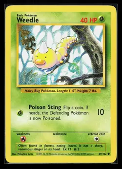 Weedle 69/102 Common Base Set Pokemon Card - Image 1