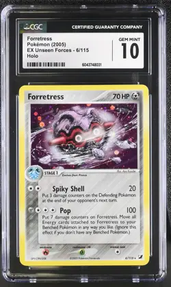 CGC 10 GEM MINT Forretress 2005 EX Unseen Forces 6/115 Holo Pokemon Card - Image 1