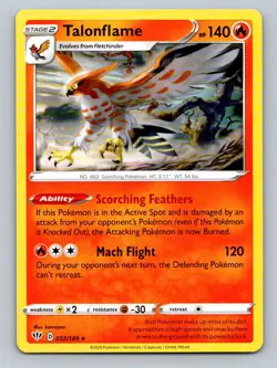 Pokemon Talonflame SWSH03: Darkness Ablaze 032/189 Near Mint NM - Image 1