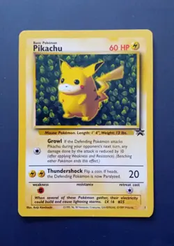 Pokemon Pikachu Black Star 1 Promo Nintendo English League 1999 - NM - Vintage - Image 1