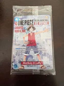 One Piece Monkey.D.Luffy College Basketball US Voyage P-055 Promo Card SEALED - Image 1