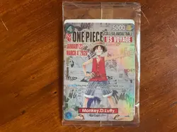 ONE PIECE ENGLISH COLLEGE BASKETBALL US VOYAGE P-055 MONKEY D LUFFY SEALED - Image 1